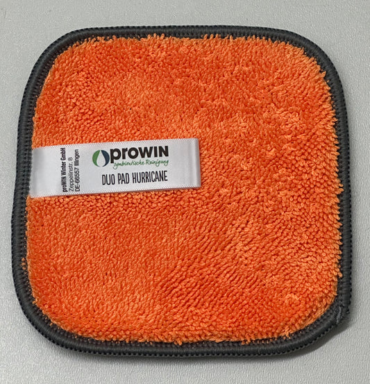 proWIN Duo Pad HURICCANE orange/grau, Reinigungstuch, 13 cm x 13 cm